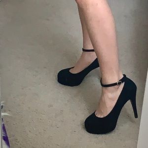 Black Platform Heels with Ankle Straps